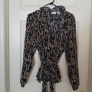 🧥Silky Printed Blouse with belted waist 🧥